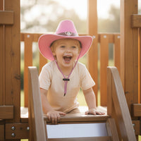 Cowboy Hat with Heart Ornament Decorated Western Hat with Chin Cord Wide Brim for Girls, Young Children, Dress-up, Costume Parties, Photo Shoots