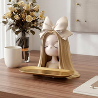 Butterfly Girl Ornament Giftable Girl Bust Tray Cute for Entryway, Office Desk