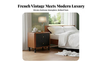 2-Drawer End Table Retro Aesthetic Nightstand Sturdy Frame for Home, Renters