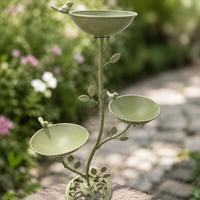 Cast Iron Bird Feeder Bird Bath 3-Tier Tray Pole Mount Wild Bird Feeder Outdoor Garden Decoration