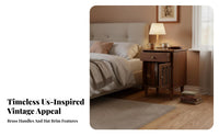 Nightstand with Fluted Glass Door Retro design Bedroom Furniture for Homeowners