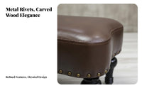 Upholstered Footstool with Wooden Legs Firm Foam Cushion Leather Shoe Changing Bench Easy to Clean Upholstered Footrest for Entryway, Bedroom