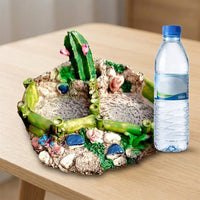 Dual-Compartment Tortoise Water Bowl, Naturalistic Reptile Dish for Hermit Crab, Snake Accessories for Landscape-Themed Basin