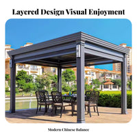 Aluminum Loered Pergola Waterproof Aluminum Gazebo Protection Loered Pergola for Garden Enthusiasts, Entertainers