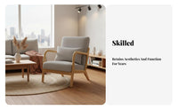 Compact Design Upholstered Armchair with Wooden Frame Minimalist Design Upholstered Armchair with Wood Frame High-Density Foam Cushion Indoor Furniture Skin-Friendly Upholstery for Apartment Dwellers, Homeowners, Balcony, Bedroom, Small Areas, Living Room