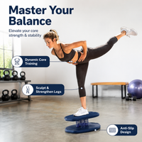 Balance Board with Resistance Bands, Non-Slip Wobble Board for Home Workout, Physical Therapy & Leg Toning