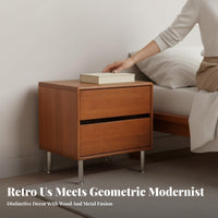 Nightstand with Drawers and Shelf Modernist Inspired for Bedroom, Renters, Parents