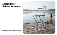 Cross-Frame Strap Chair With Back Support Folding Seat Heavy-Duty for Travel