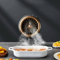 Compact Design Desktop Range Hood Installation-No-Installation-Needed Tabletop Smoke Absorber Strong Suction Desktop Kitchen Exhaust Fan Replaceable Filter for Apartment Dwellers, Students, Hot Pot, Indoor Grilling, Small Kitchens