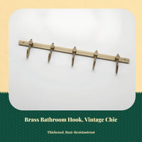 Sturdy Brass Antique Towel Rack Set, Vintage Wall Mounted Bathroom Hardware, No-Drill Accessories
