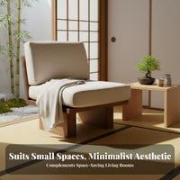 Upholstered Couch with Wooden Frame Nordic design Modern Accent Sofa Japanese Aesthetic snug for Guesthouse Owners, Lounge Area