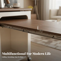 transformable C-Shaped Table Foldable Design Household Furniture Extendable Surface Lower Storage Shelf for Homeowners, Seniors