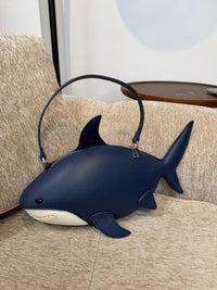 Creative Shark-Shaped PU Crossbody Bag with Contrast Color