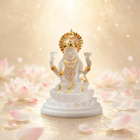 Gold Accents Resin Deity Figurine Frosted Finish Multi-Armed Deity Statue Translucent Lotus Pedestal Figurine Ornamental Design