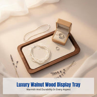 Walnut Wood Jewelry Tray, Sturdy Wood Organizer, Linen Lined, Ring Necklace Holder, Minimalist Photo Prop