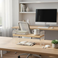 Wooden Desk Shelf Multi-Use Desktop Storage Rack Stable Design for Study