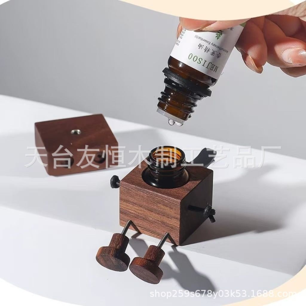 Creative Wooden Leg-Shaking Figurine Car Ornament with Aroma Diffuser