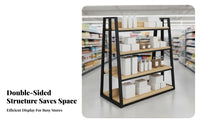 Modular Design Double-Sided Island Shelf Adjustable Shelves Double-Sided Gondola Shelving Easy Assembly Retail Island Display Shelf Large Capacity for Supermarket Managers, Shopkeepers, Business Owners, Cosmetics Shop, Warehouse, Garage, Away Ice
