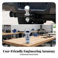 Bright Silver Trailer Hitch Ball | 2000 Capacity, Coarse Threaded Shank, Trailer Ball with Nut and Washer, for Towing Setup