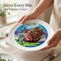 Artistic Bone China Plate, Pastoral Style 8-inch