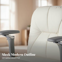 Ergonomic Design Upholstered Highspine-support Desk Chair Creamy aesthetic Aesthetic Adjustable Rolling Task Chair Comfortable padding rotating Seating Padded Armrests for Students, People Working from Home, Study Room, Bedroom