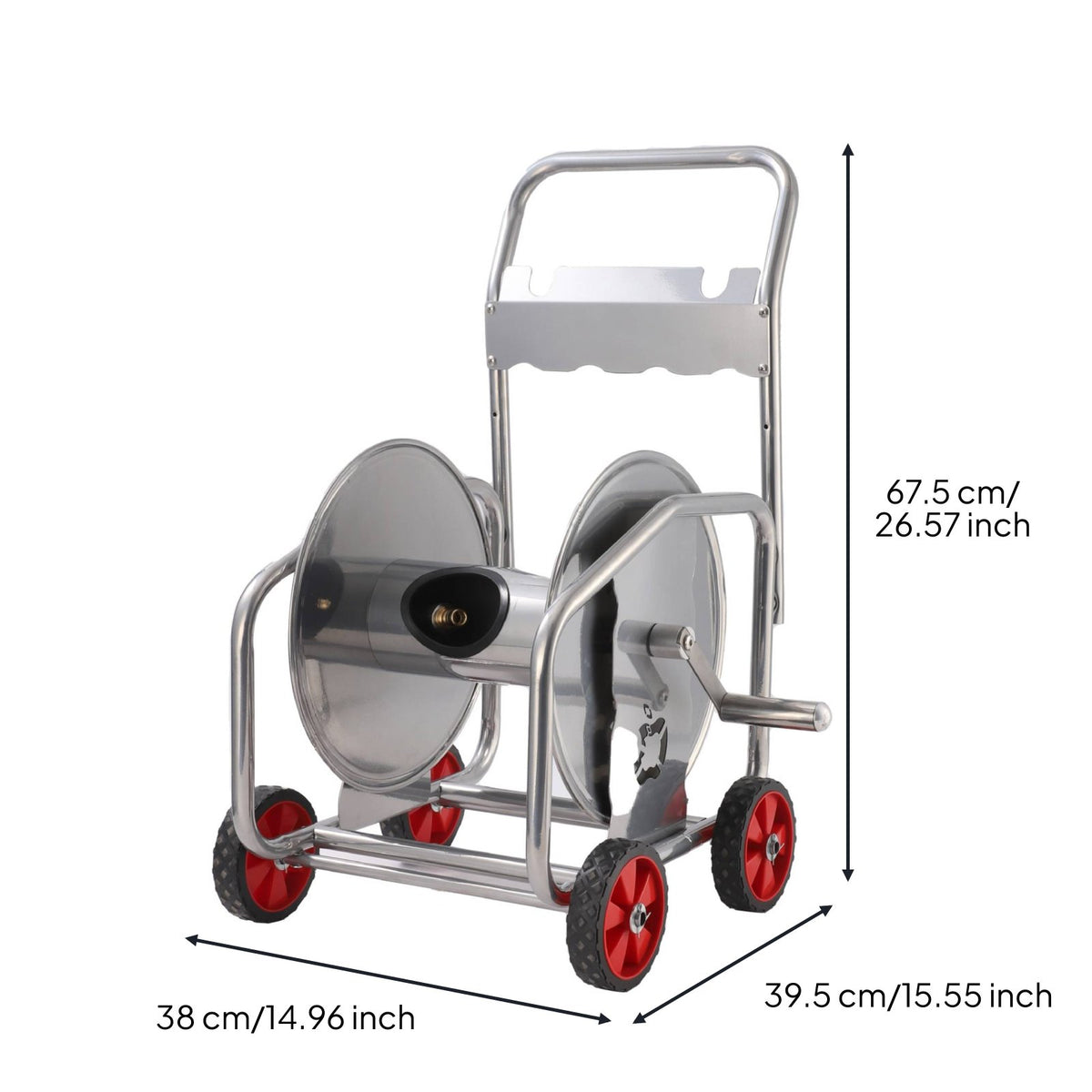 Hose Reel Cart Easy Winding Wheeled Garden Hose Winder Heavy Duty Outdoor Storage for Yard