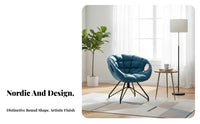 Rotating Upholstered Chair Padded Seat Tufted Bowl-Shaped Chair for Balcony