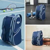 Waterproof Sports Backpack with Shoe Compartment Structured Backpack with Shoe Compartment Padded Gym Bag Vented for Athletes, Players, Tennis