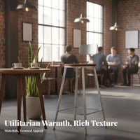 Metal Frame High Stool with Backrest Industrial Style Bar Height Seating