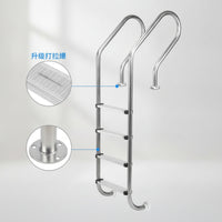 4-Step Pool Ladder Stainless Steel Ladder with Handrails Non-Slip Pool Stairs