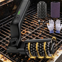 Cordless Electric Grill Brush Battery Indicator Lights Cleaning Tool Angled Body