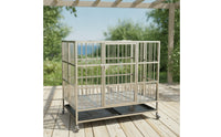 Stainless Steel Dog Crate with Wheels Heavy-Duty Dog Crate with Removable Tray Escape-Proof Indestructible for Dogs, Grooming Salon