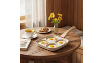 Egg Frying Pan with Lid Induction Compatible Egg Pan with Lid Stone-Derived Cookware for Busy Families, Students, Breakfast, Small Kitchens
