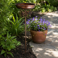 Metal Bird Bath Outdoor Garden Decor Decorative for Patio