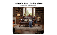 European Design Living Room Sofa Double-Sided Carving Ornate Solid Wood Sofa Elegant Design American Design Leather Couch for Hotel Owners, Adults