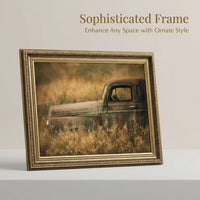 European Style Picture Frame with Glass and Backboard, Ornate Carved Resin Art for Watercolor Poster Sketch, Decorative Wall Hanging