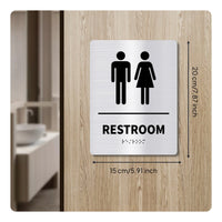 Stainless Steel Restroom Sign Self Braille Restroom Sign Printed