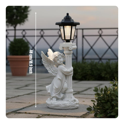 Angel Statue Solar Light Long-Lasting Resin Cherub Garden Lamp Memorial Gift
