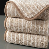 Striped Microfibre Cloth Set of 3, Reinforced Cleaning Cloths for Dishes and Countertops, High Absorbent Dish Towel with Stitched Edges, 25x25cm