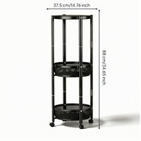 Rolling Cart with Table Top Three-Tier Space-Efficient-Tier Storage Trolley Movable Rolling Side Table for Kitchen