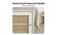 Rattan Door Nightstand Nordic Aesthetic Bedside Table Compact Size for Bedroom