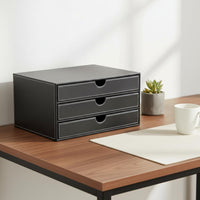 Leather Desk Organizer Box Desktop Document Drawer Unit Detail File Organizer for Office Workers