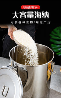 304 Stainless Steel Sealed Bucket with Flat Lid - 98L