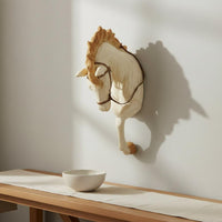 Horse Head Wall Mount Hand-Painted Resin Horse Head Statue Faux Wood Finish