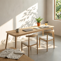 Long Rectangular Desk Modern Design Wood Writing Desk Wide Tabletop Long Study Table