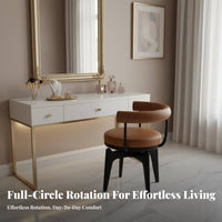 Rotating Dining Chair Vintage & Design Upholstered Rotating Armchair Padded Seat and Backrest Curved Backrestrest for Kitchen