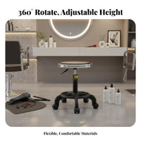 Adjustable Height Pneumatic Lift Stool with Backrest Padded Seat Swivel Chair Heavy-Duty Casters Workshop Furniture Easy to Clean for Factory Workers, Salon Personnel, Laboratory, Garage, Studio, Shop