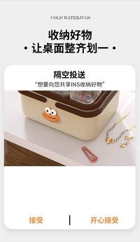便携手提收纳箱透明化妆品防尘收纳盒学生宿舍零食桌面杂物储物盒 提手收纳盒【红色】【加送可爱贴纸】