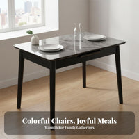 Expandable Rectangular Table with Chairs Expandableable Design Dining Room Set Shiny Finish Space Saving for Families