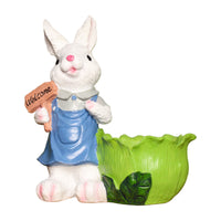 Hand-Painted Resin Hare Planter Gift Idea Hare Garden Ornament Easy to Clean Leaf Pot Ornament for Courtyard
